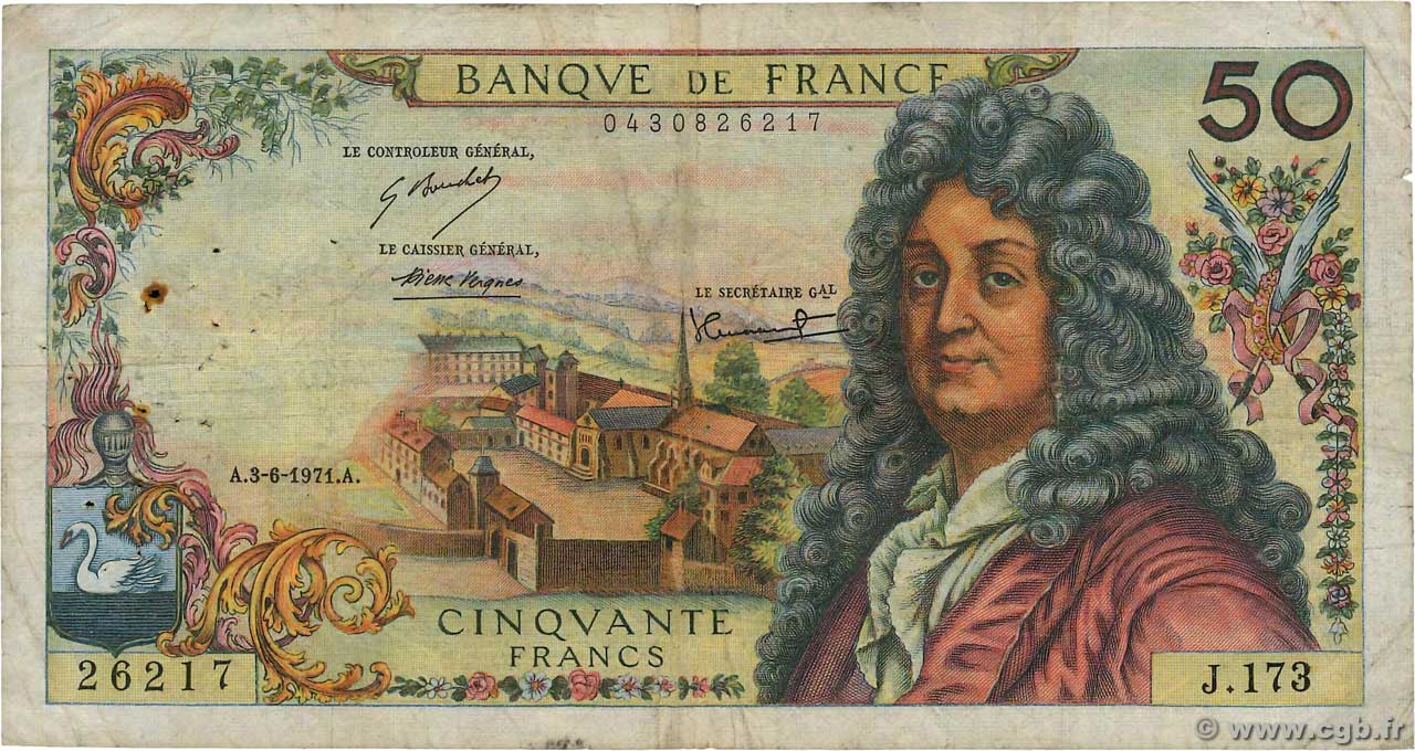 50 Francs RACINE FRANCIA  1971 F.64.18 RC