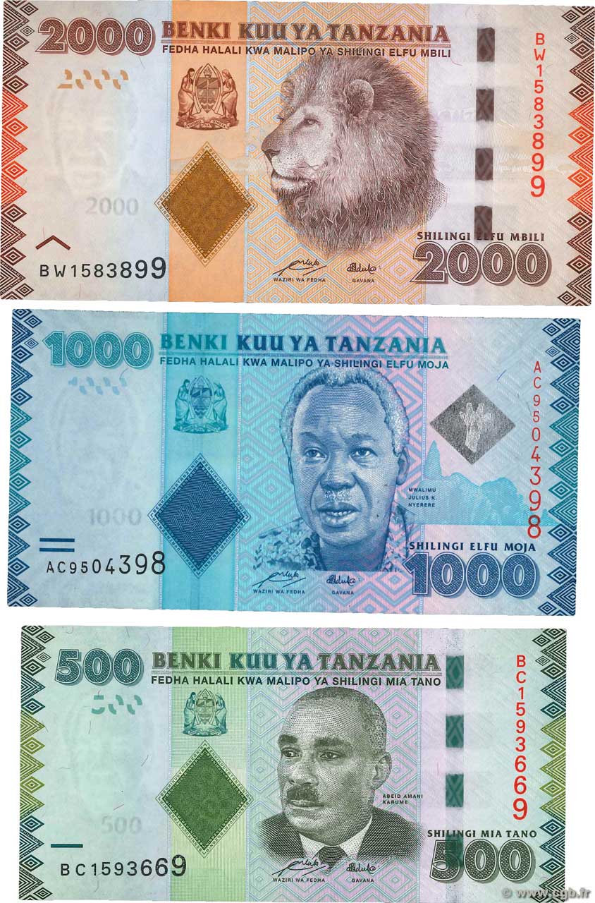 Lot de 3 Billets TANZANIA  2010 P.LOT UNC
