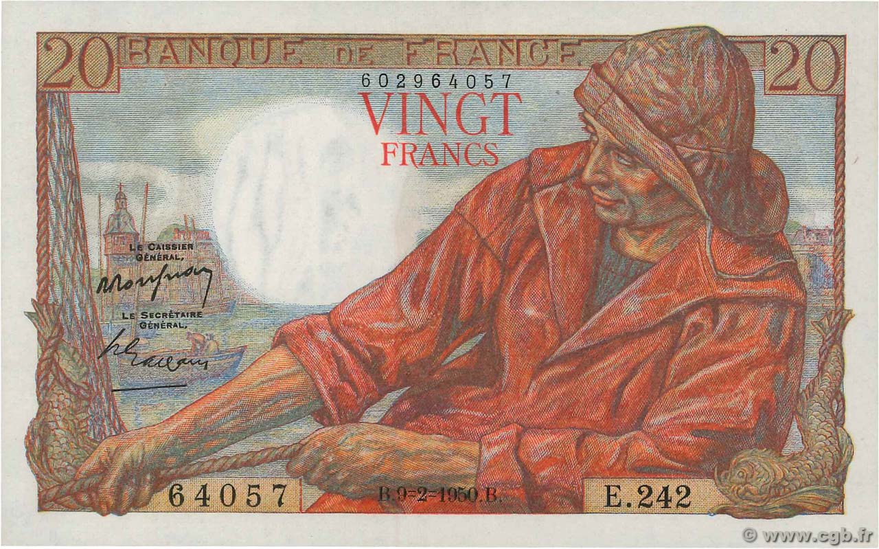 20 Francs PÊCHEUR FRANCIA  1950 F.13.17 SC+