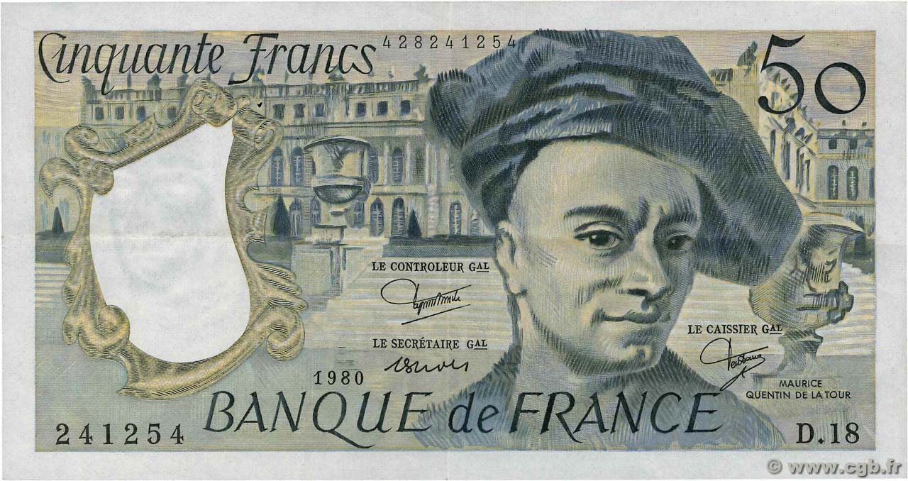 50 Francs QUENTIN DE LA TOUR FRANCE  1980 F.67.06 pr.SUP