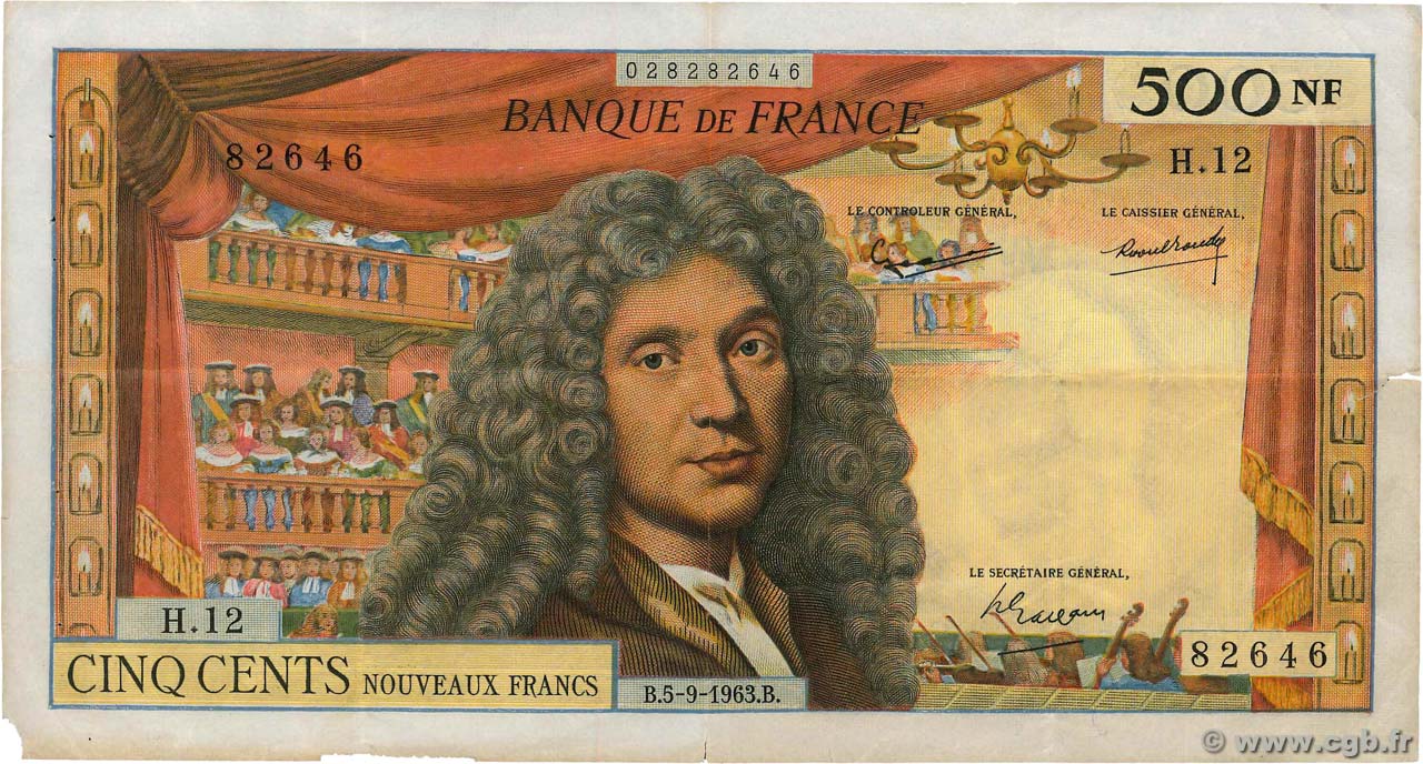 500 Nouveaux Francs MOLIÈRE FRANCIA  1963 F.60.05 q.BB