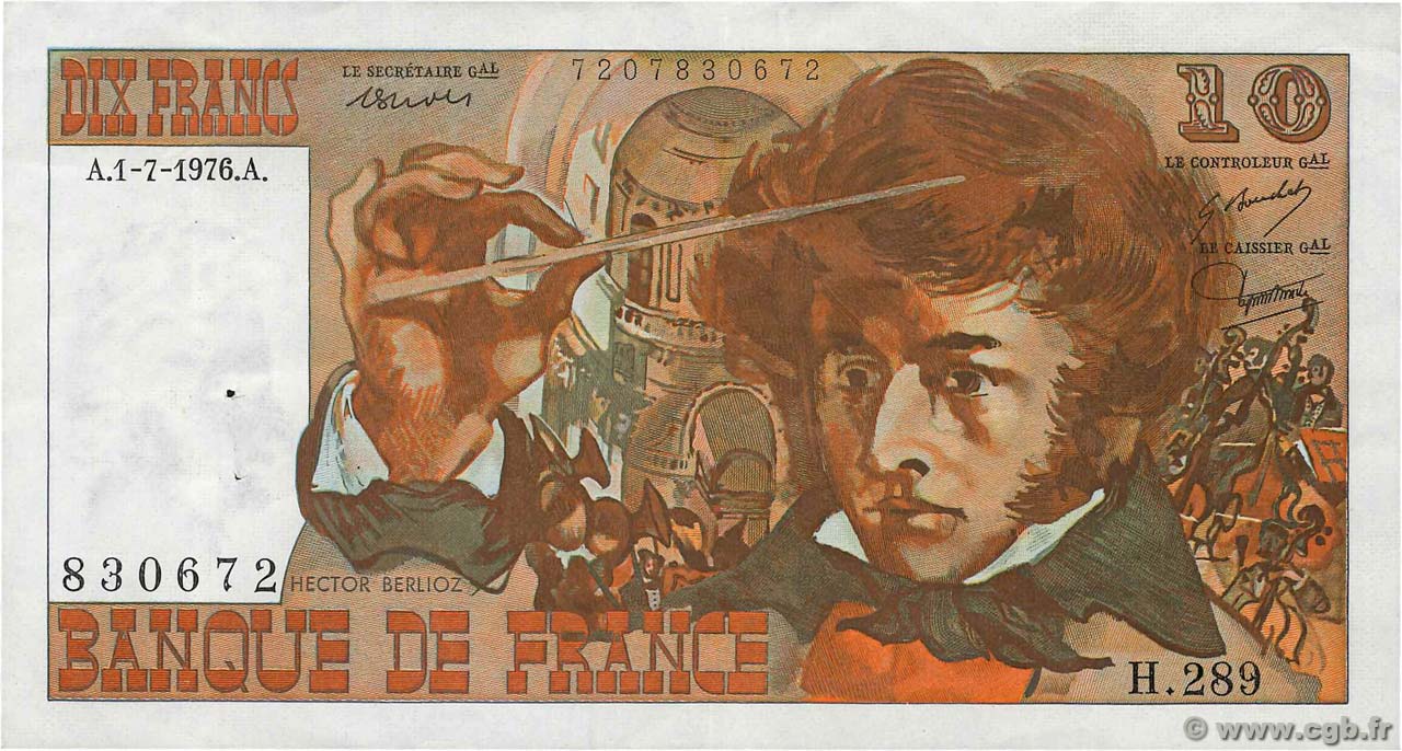 10 Francs BERLIOZ FRANCIA  1977 F.63.21 MBC