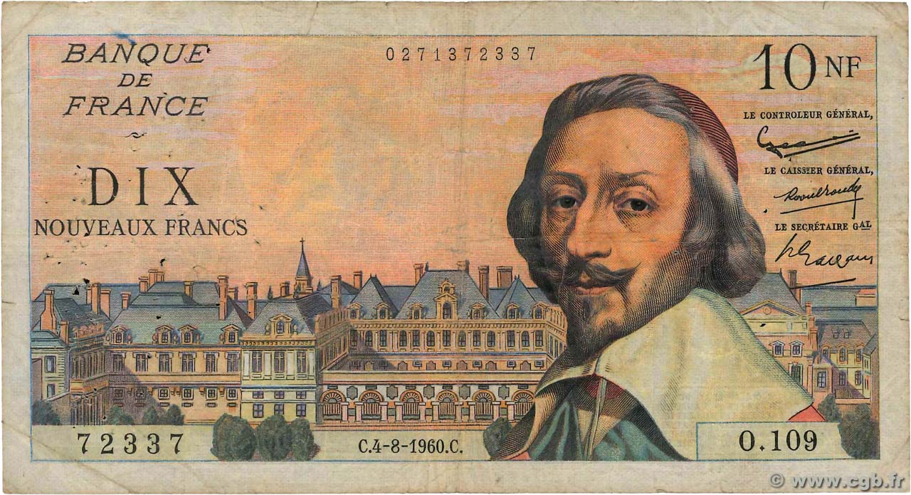 10 Nouveaux Francs RICHELIEU FRANCIA  1960 F.57.09 RC