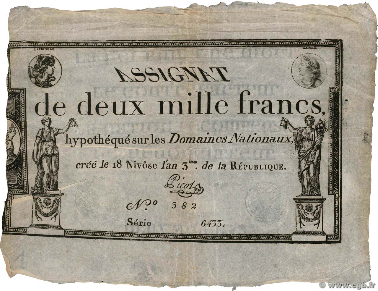 2000 Francs FRANCE  1795 Ass.51a VF-