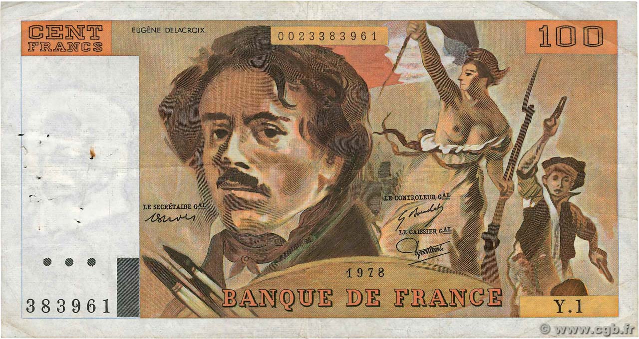 100 Francs DELACROIX FRANCIA  1978 F.68.01 MB