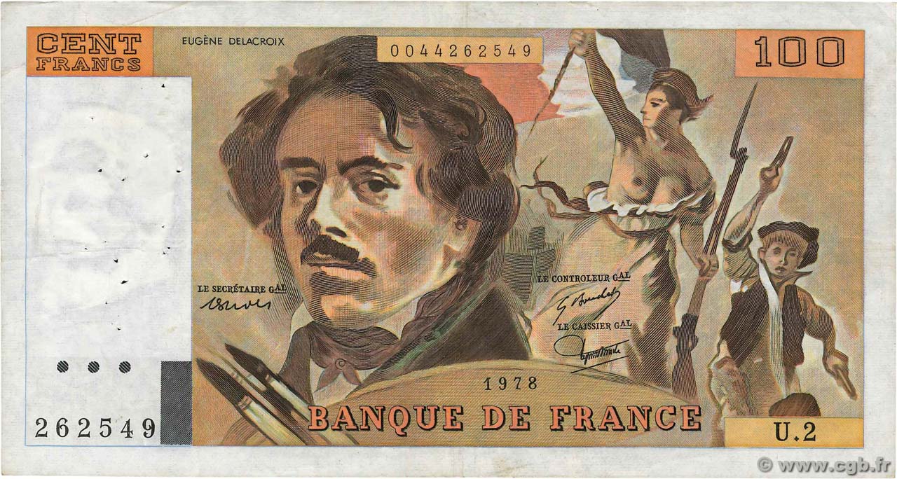 100 Francs DELACROIX FRANKREICH  1978 F.68.02 S