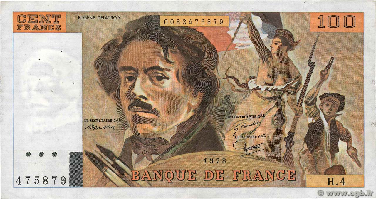 100 Francs DELACROIX modifié FRANCIA  1978 F.69.01c MBC