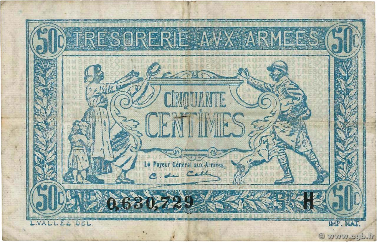 50 Centimes TRÉSORERIE AUX ARMÉES 1917 FRANKREICH  1917 VF.01.08 S