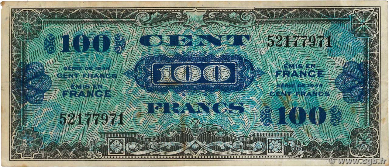 100 Francs DRAPEAU FRANCE  1944 VF.20.01 F