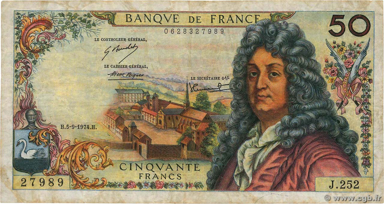 50 Francs RACINE FRANKREICH  1974 F.64.27 fS