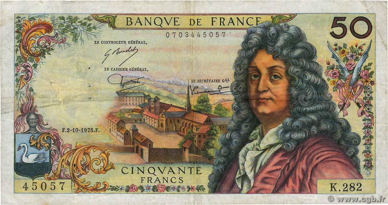 50 Francs RACINE FRANCIA  1975 F.64.31 MB