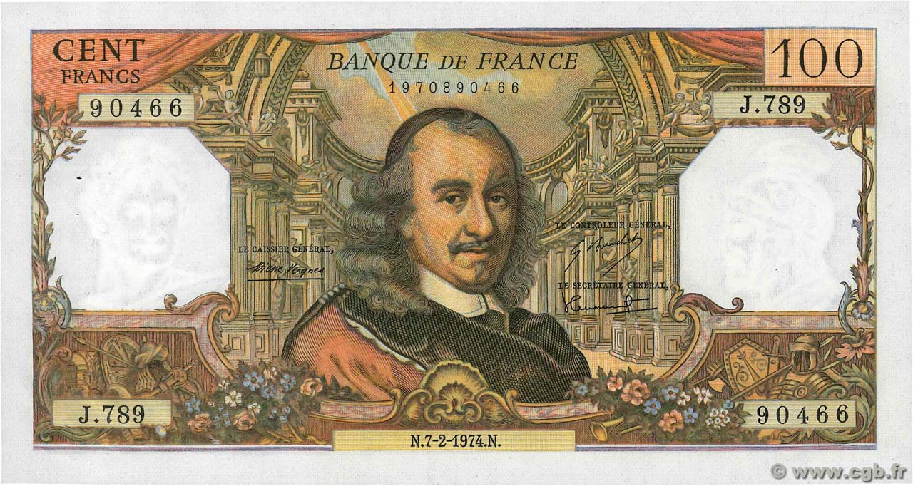 100 Francs CORNEILLE FRANCE  1974 F.65.45 pr.SPL