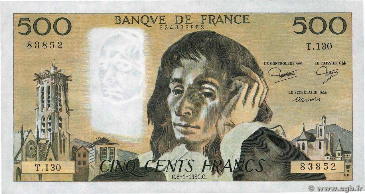 500 Francs PASCAL FRANCIA  1981 F.71.23 EBC