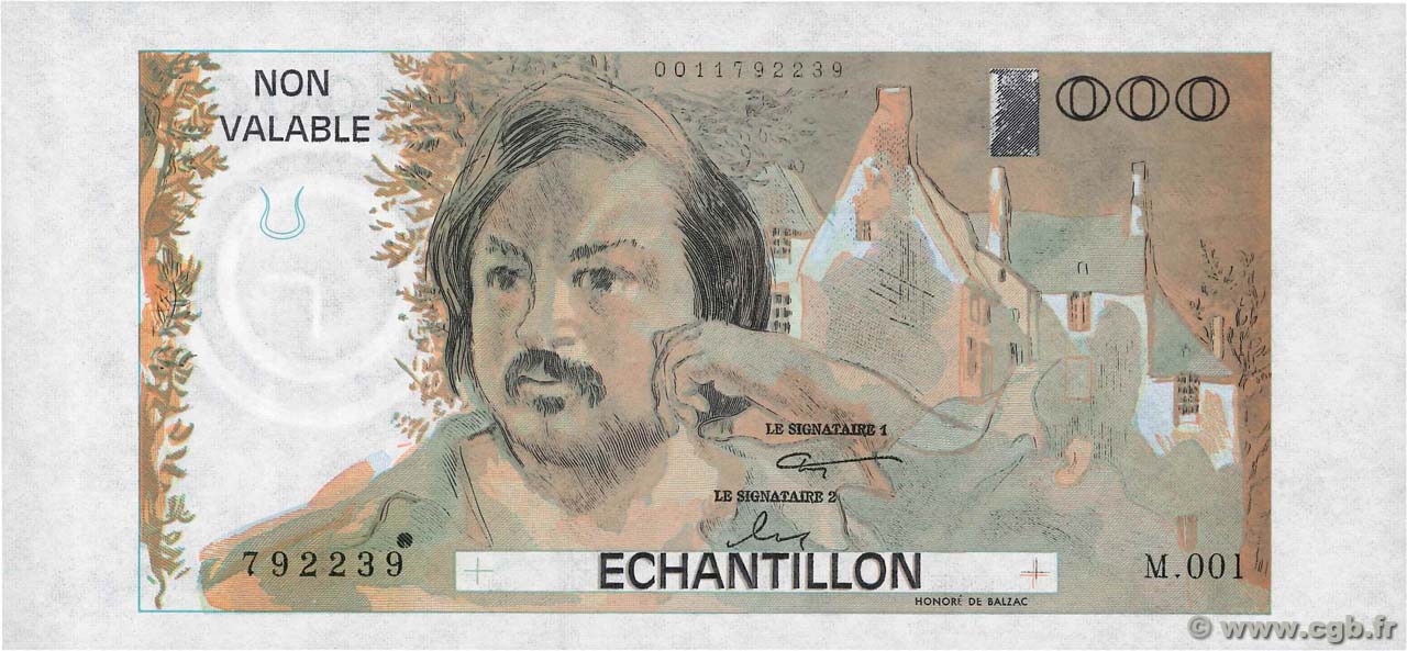 1000 Francs BALZAC Échantillon FRANCE  1980 EC.1980.01 NEUF