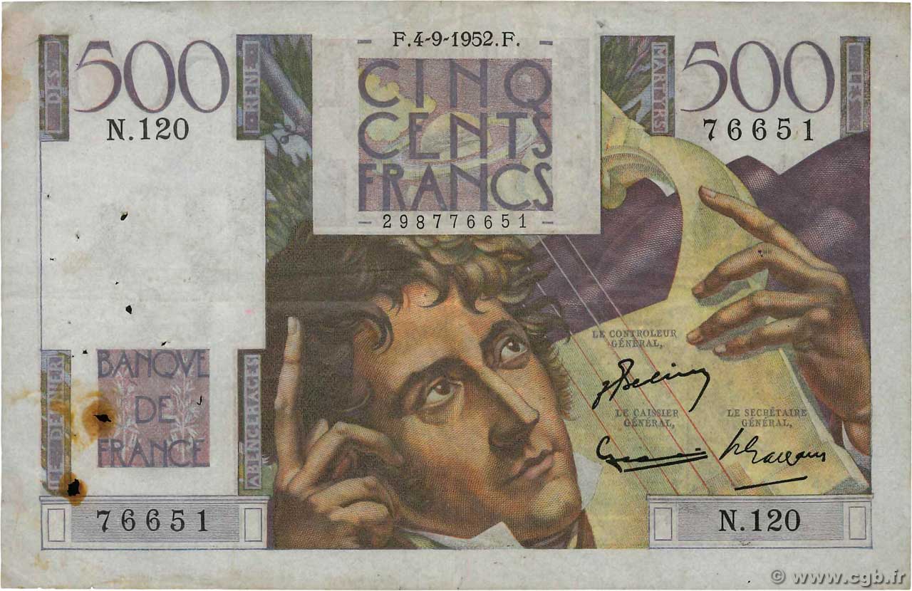 500 Francs CHATEAUBRIAND FRANCIA  1952 F.34.10 BC