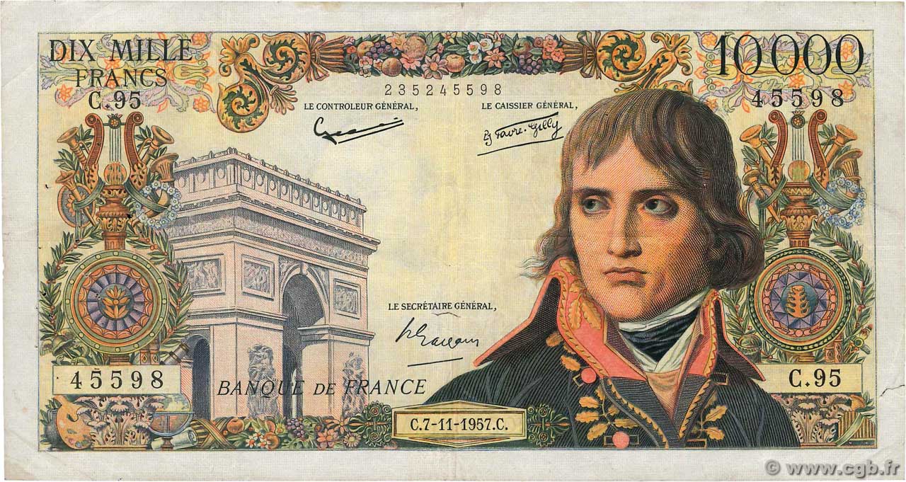 10000 Francs BONAPARTE FRANCE  1957 F.51.10 F+