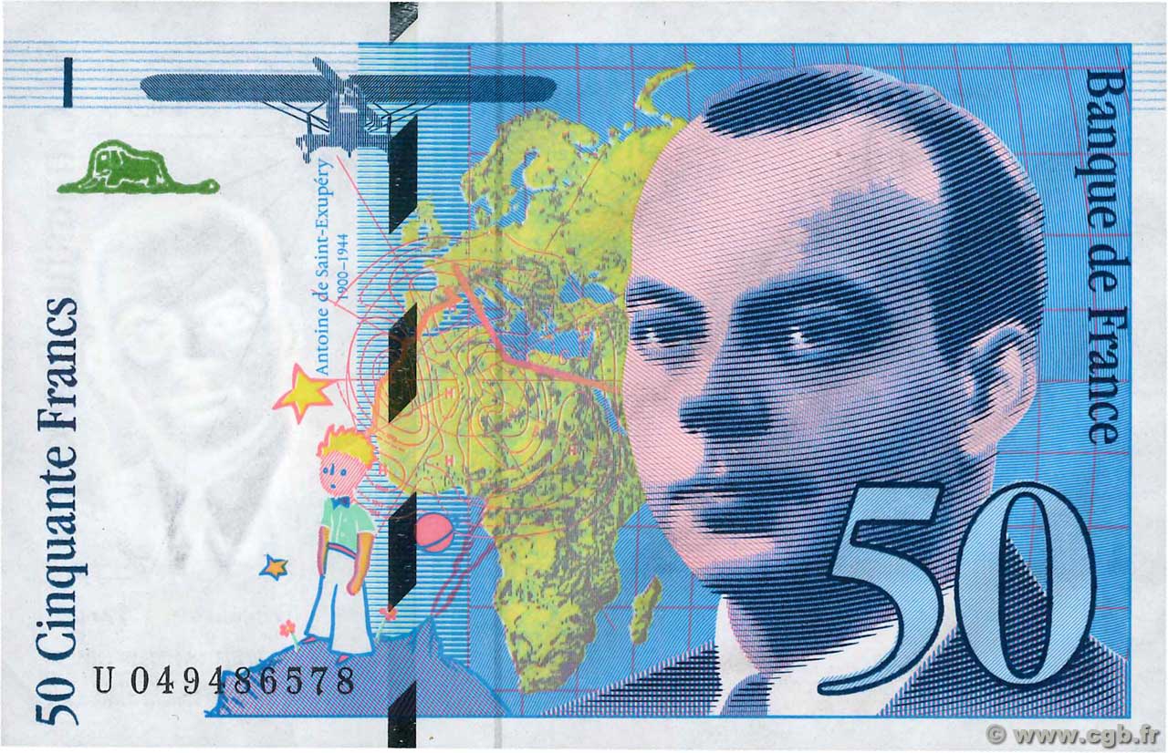 50 Francs SAINT-EXUPÉRY modifié FRANCIA  1999 F.73.05 MBC+
