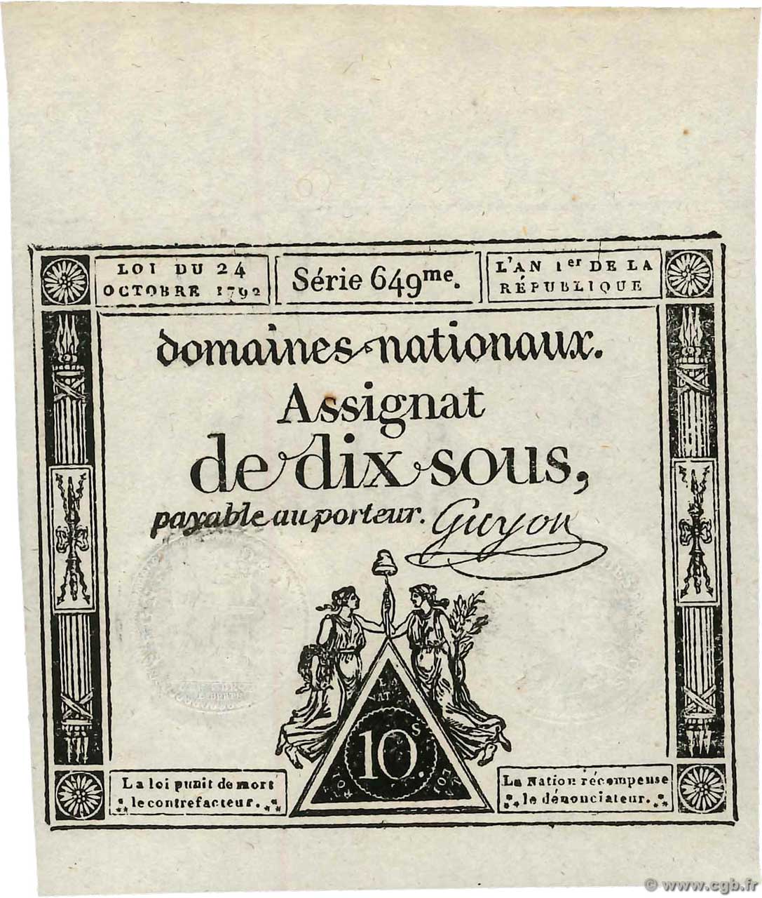 10 Sous FRANCE  1792 Ass.34a AU+