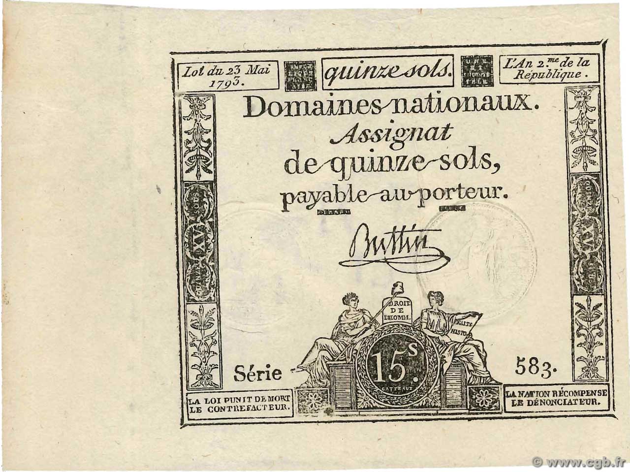 15 Sols FRANCE  1793 Ass.41b AU