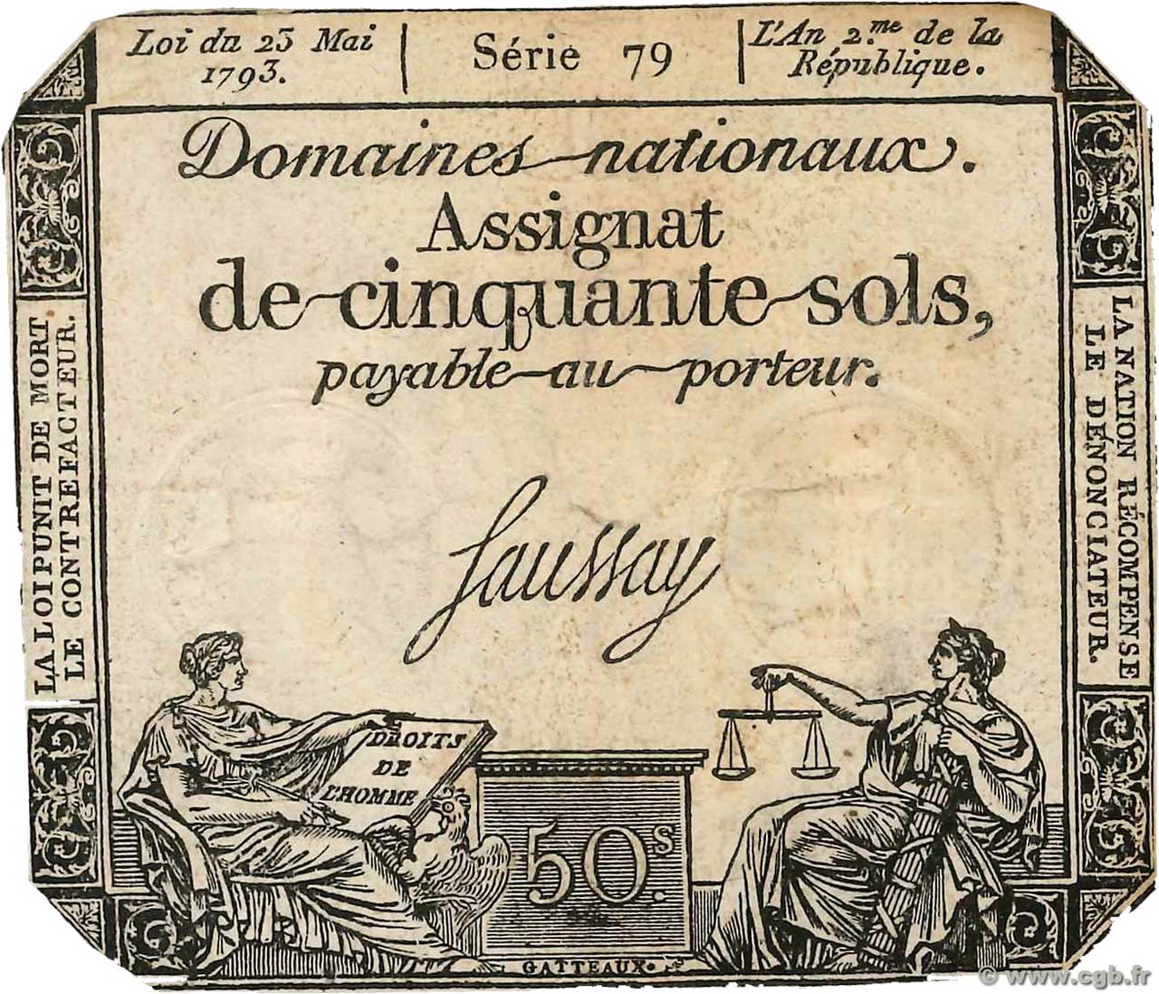 50 Sols variété FRANCE  1793 Ass.42b F