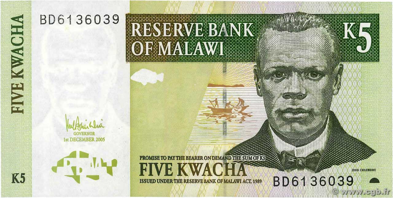 5 Kwacha MALAWI  2005 P.36c ST