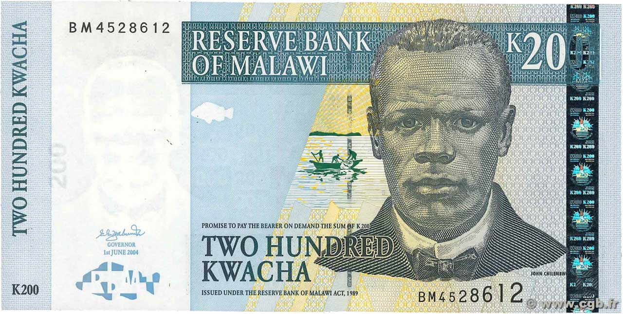 200 Kwacha MALAWI  2004 P.55a SC+