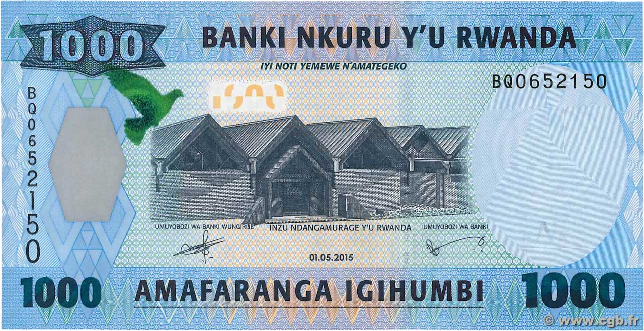 1000 Francs RWANDA  2015 P.39 NEUF