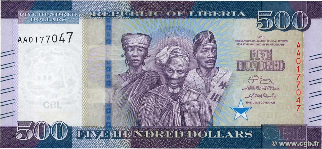 500 Dollars LIBERIA  2016 P.36 UNC