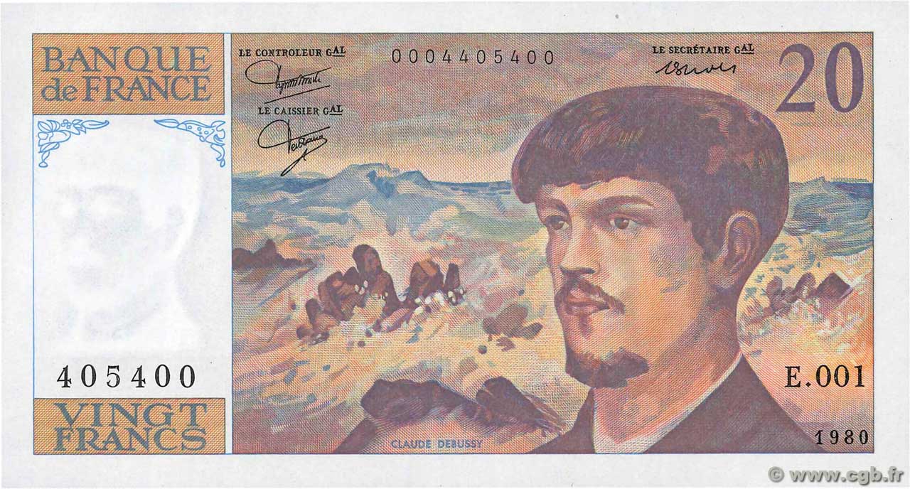 20 Francs DEBUSSY FRANKREICH  1980 F.66.01 ST