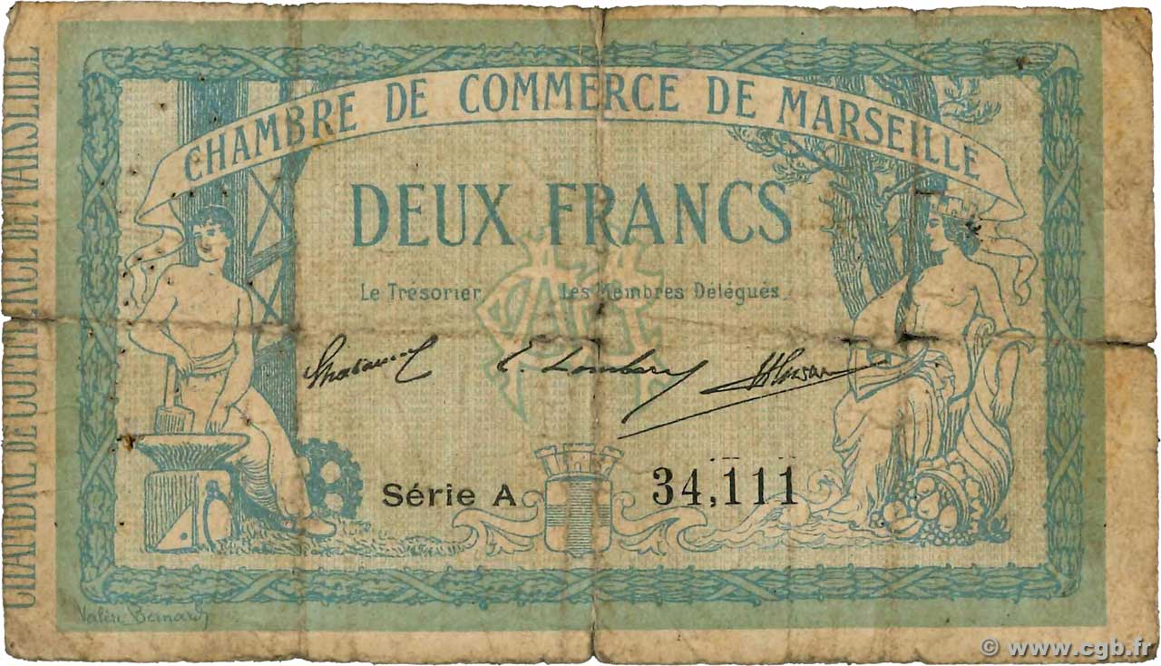 2 Francs FRANCE Regionalismus und verschiedenen Marseille 1914 JP.079.18 fSGE