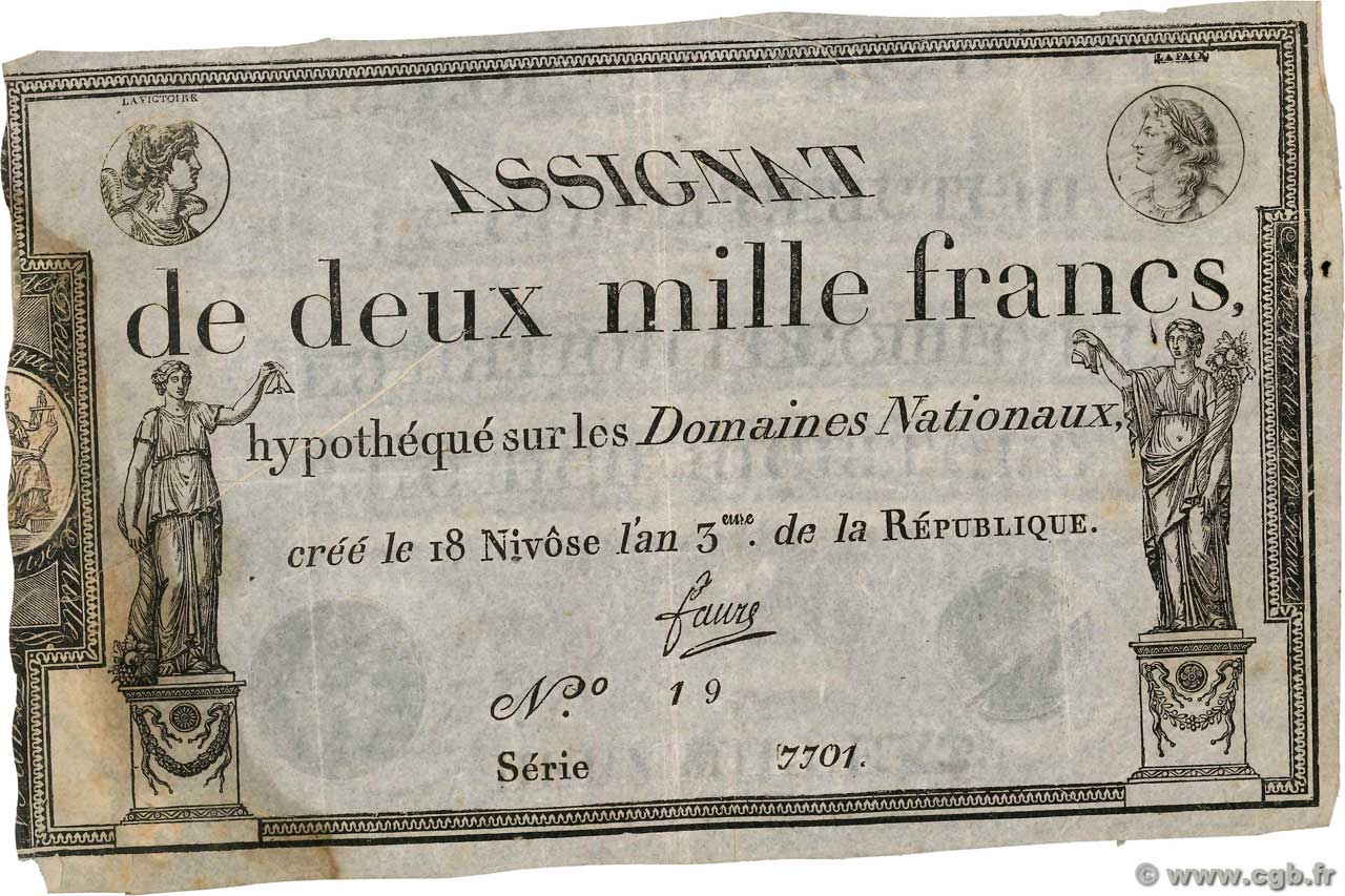 2000 Francs FRANKREICH  1795 Ass.51a fSS