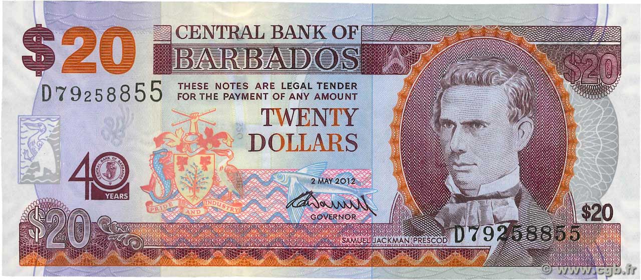 20 Dollars Commémoratif BARBADOS  2012 P.72 fST+