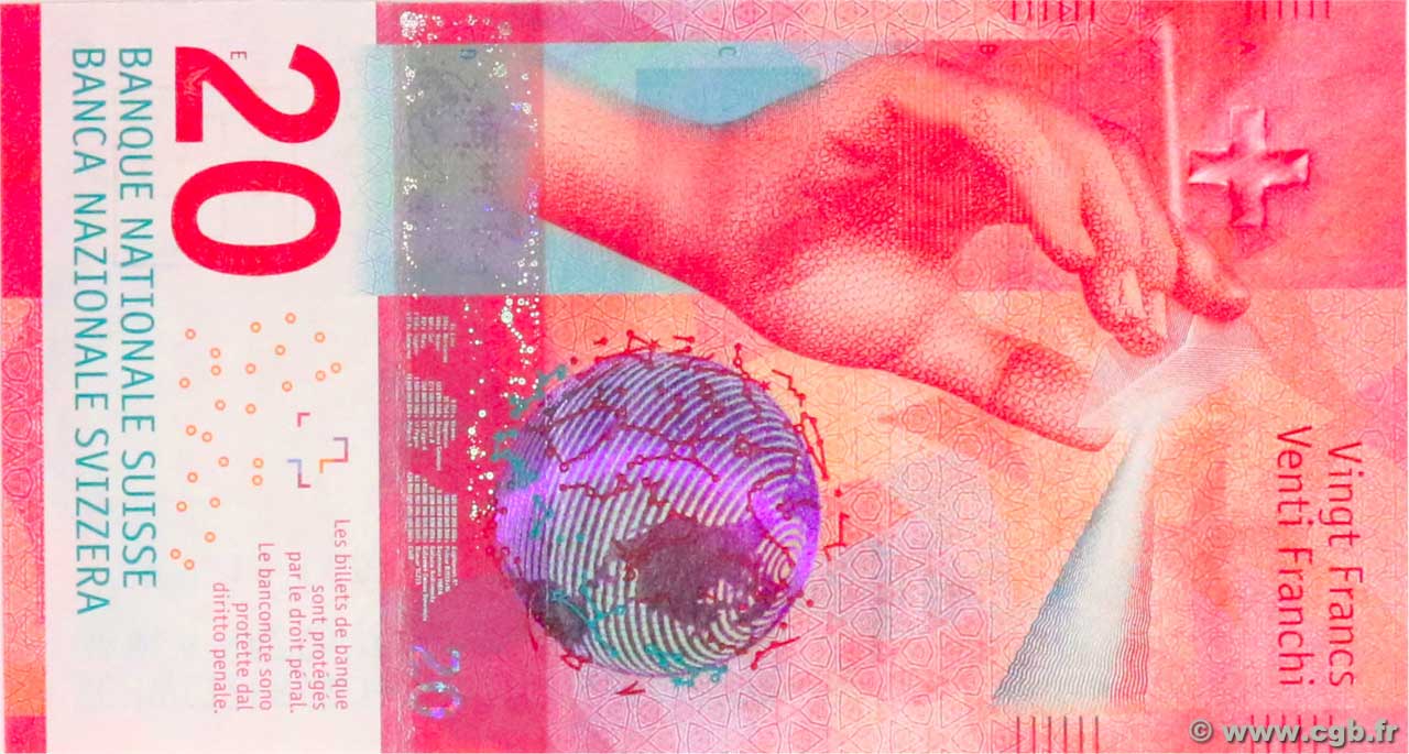 20 Francs SUISSE  2015 P.76c FDC