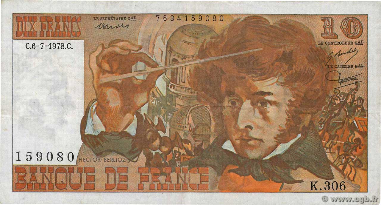 10 Francs BERLIOZ FRANCIA  1978 F.63.25 BC+