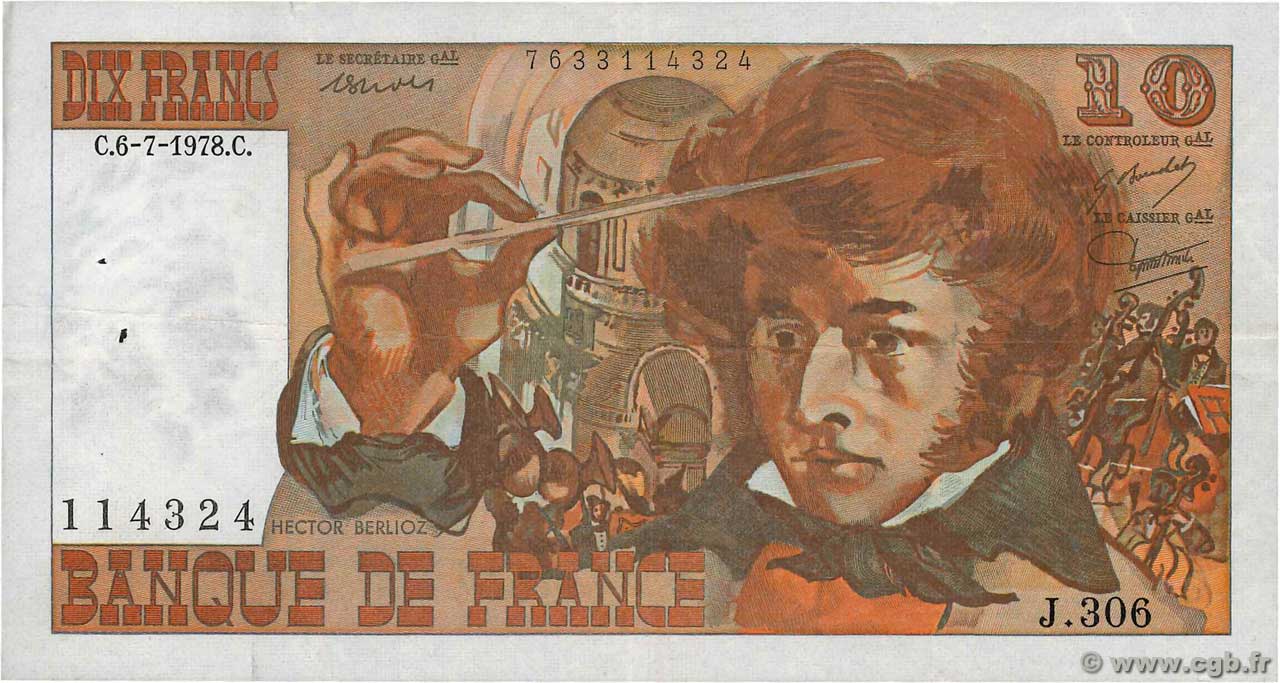 10 Francs BERLIOZ FRANCE  1978 F.63.25 F+