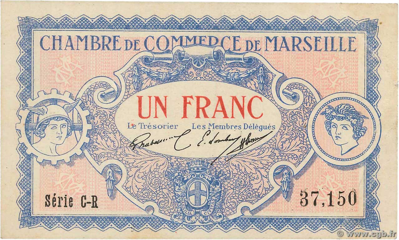 1 Franc FRANCE regionalism and miscellaneous Marseille 1917 JP.079.70 XF+