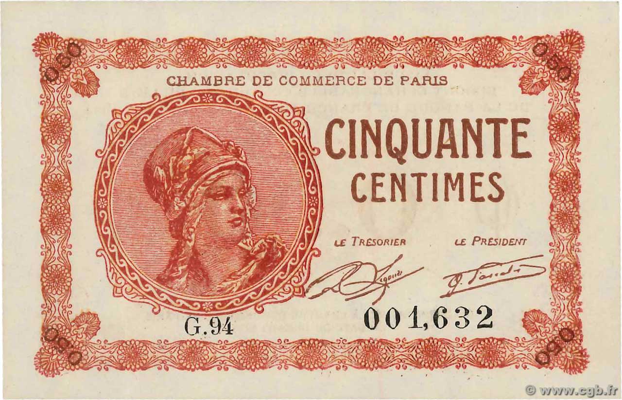 50 Centimes FRANCE regionalismo y varios Paris 1920 JP.097.10 SC+