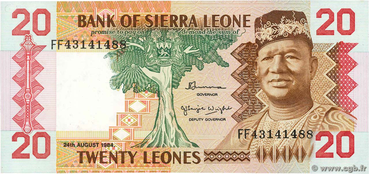 20 Leones SIERRA LEONE  1984 P.14b pr.NEUF