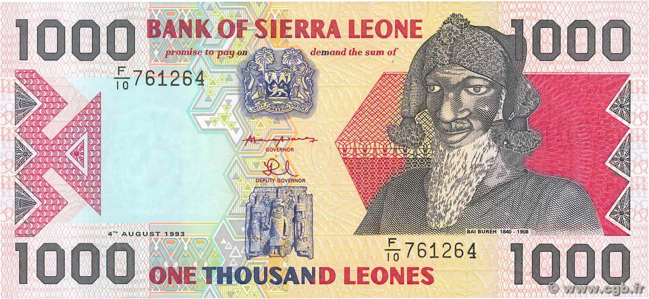 1000 Leones SIERRA LEONE  1993 P.20a UNC