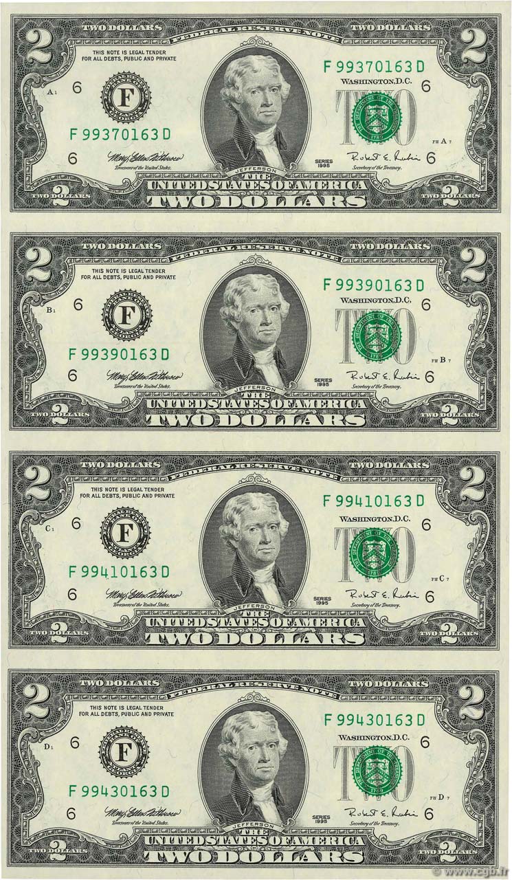 2 Dollars Planche UNITED STATES OF AMERICA Altanta 1995 P.497 UNC-