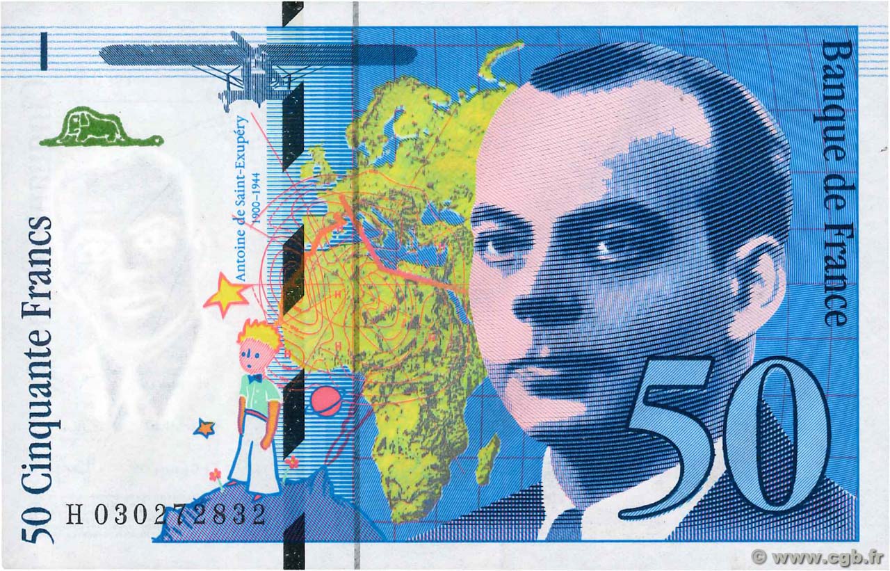 50 Francs SAINT-EXUPÉRY modifié FRANCIA  1997 F.73.04 SPL
