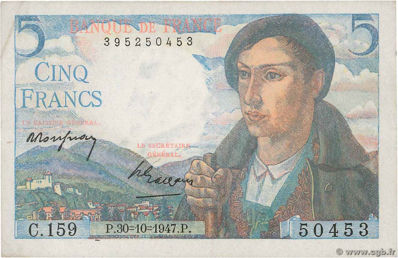 5 Francs BERGER FRANKREICH  1947 F.05.07a VZ+