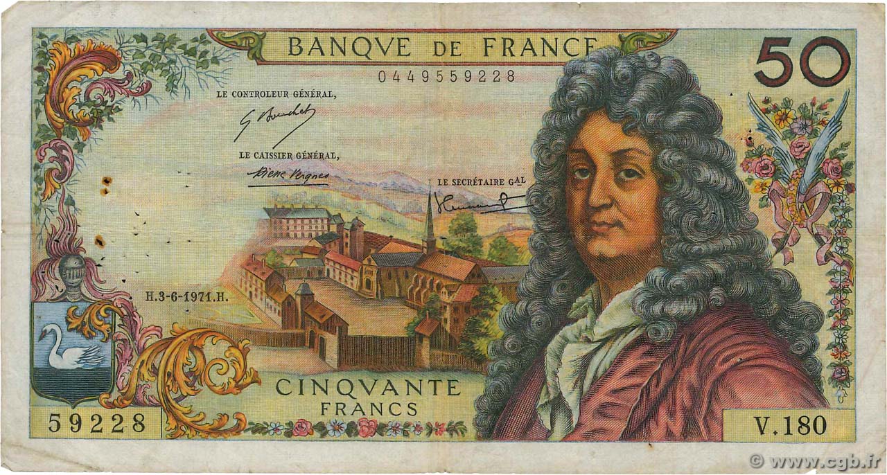 50 Francs RACINE FRANCIA  1971 F.64.18 MB