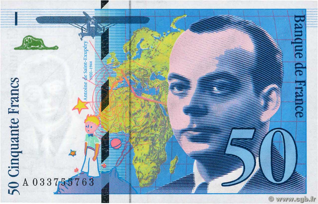 50 Francs SAINT-EXUPÉRY modifié FRANCE  1997 F.73.04 AU+