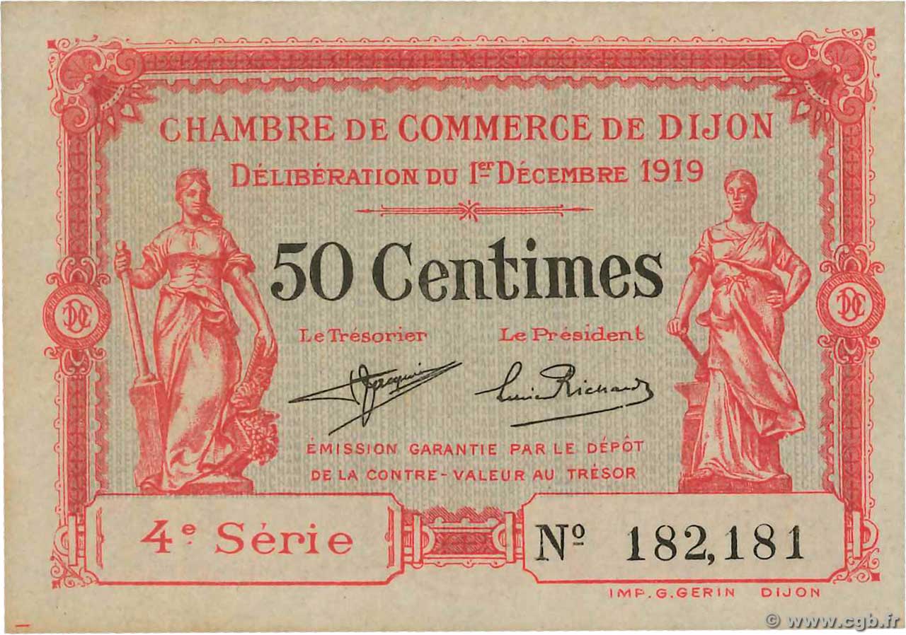 50 Centimes FRANCE regionalism and miscellaneous Dijon 1919 JP.053.17 AU+