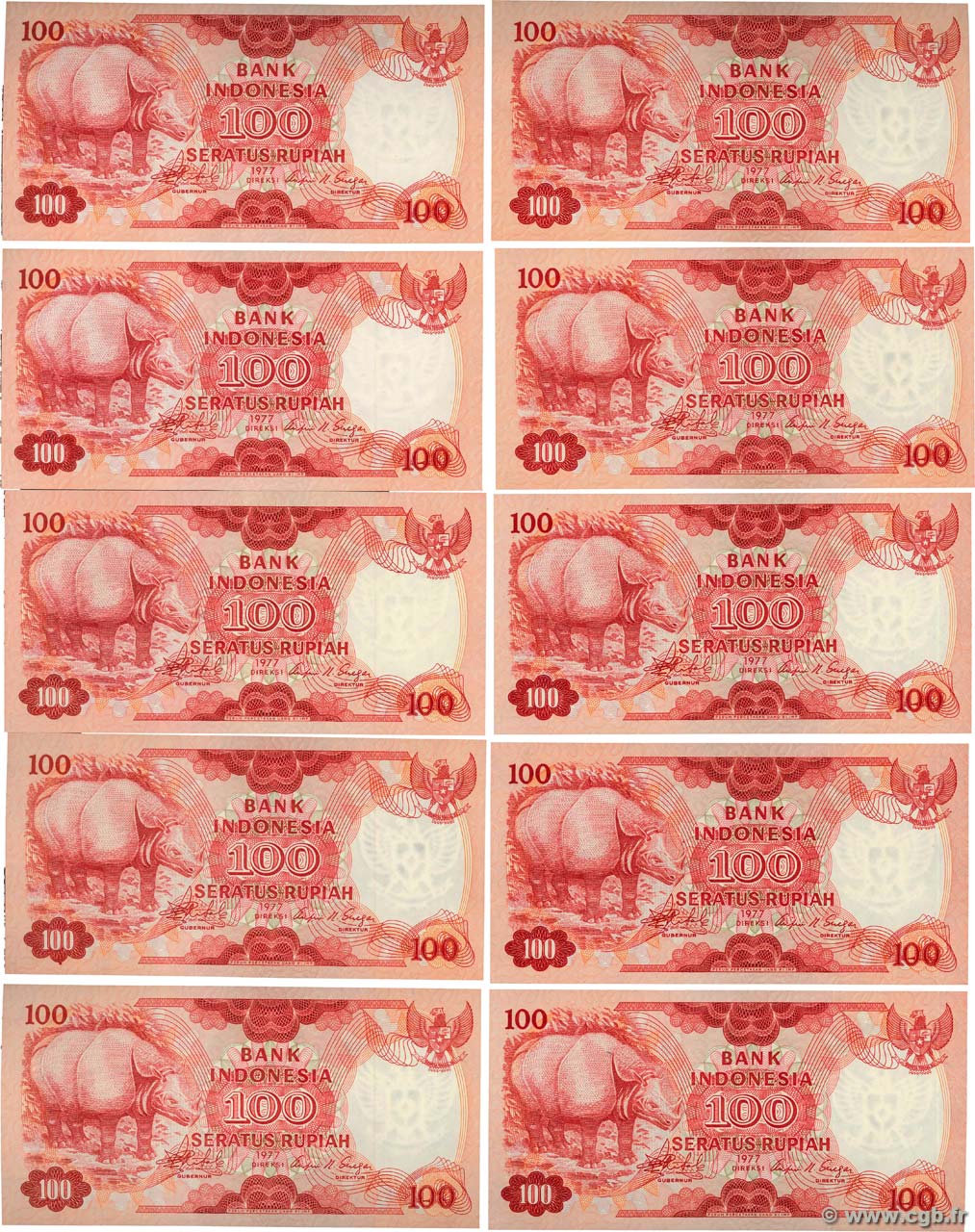 100 Rupiah Lot INDONESIA  1977 P.116 FDC