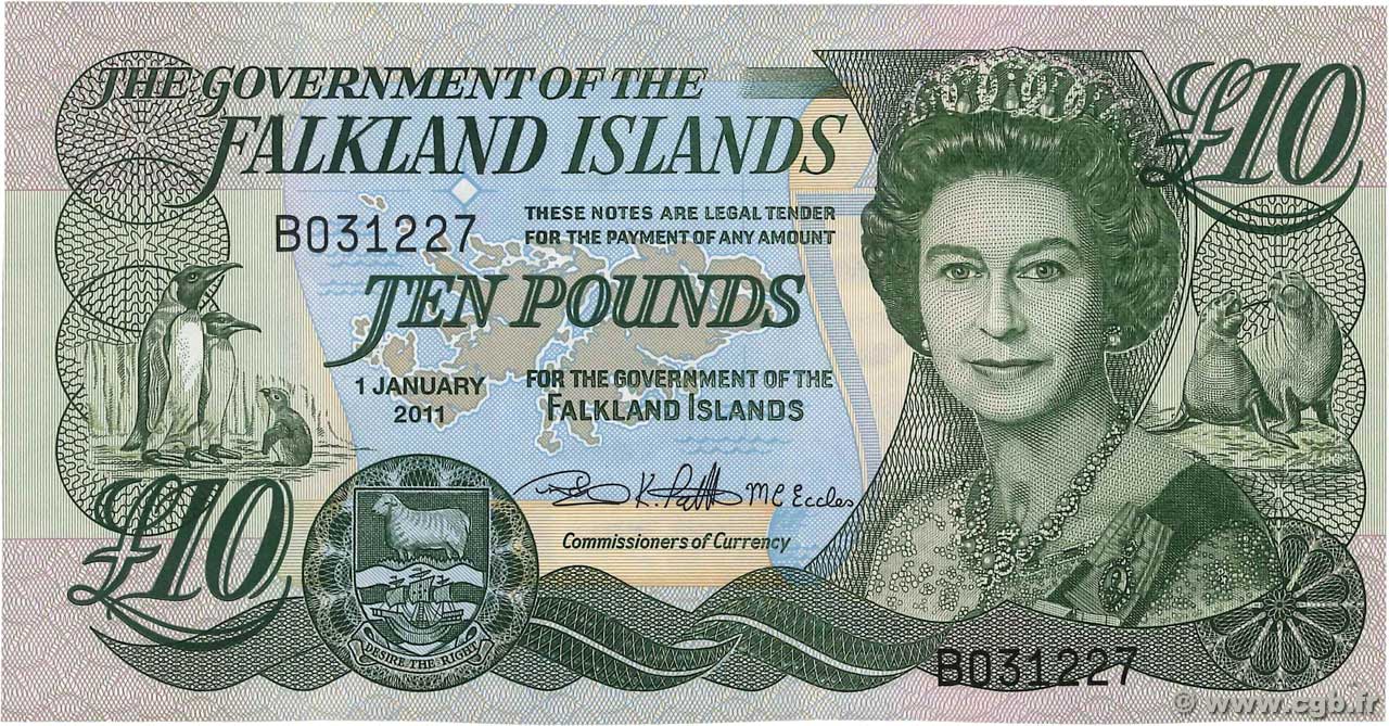 10 Pounds FALKLAND ISLANDS  2011 P.18 AU+