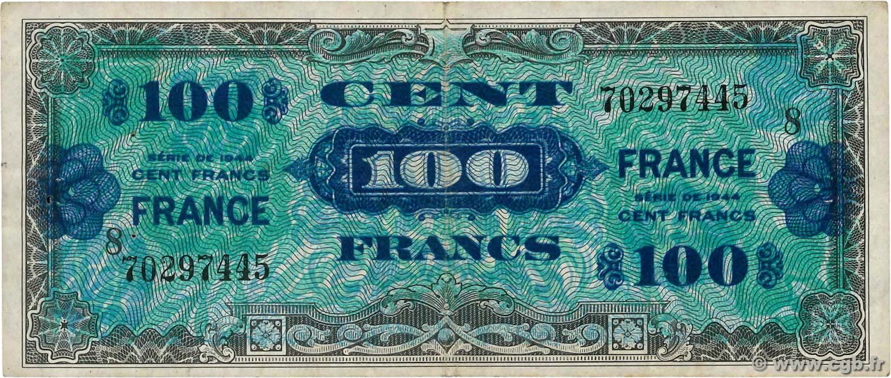 100 Francs FRANCE FRANCE  1945 VF.25.08 VF-