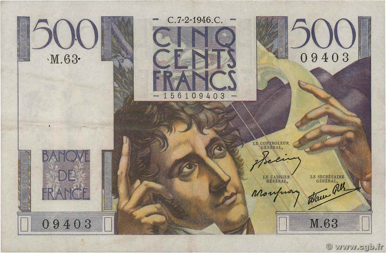 500 Francs CHATEAUBRIAND FRANCE  1946 F.34.04 VF
