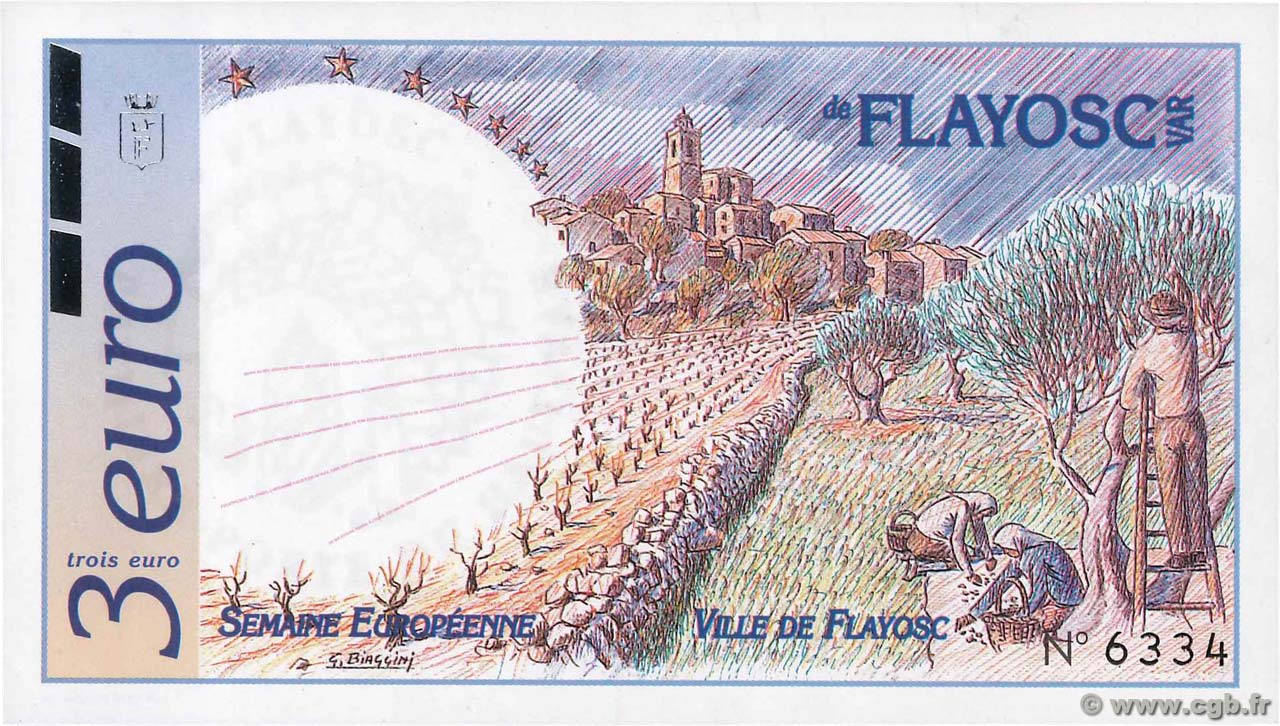 3 Euro FRANCE regionalism and miscellaneous  1996  UNC-